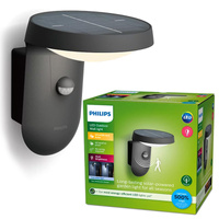 Solar-Gartenlampe LED-Wandleuchte TYLA IR 1,2W 4000K IP44 mit Bewegungs- und Dämmerungssensor Anthrazit PHILIPS