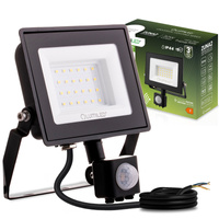 LED-Flutlicht ZUNA2 30W 2700lm 4000K IP44 Schwarz Bewegungsmelder LUMILED