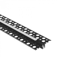 Aluminium LED-Profil für Gipskarton REGIPS Unterputz Schwarz 2m mit Milchglasschirm für LED-Streifen + Kappen Ecolight GPW Serie