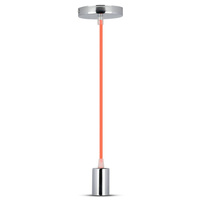Pendelleuchte E27 Chrom Schirm mit orange Kabel VT-7338 V-TAC