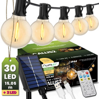 Solar Garten Girlande 30x LED Zierkugeln 15,05m 2700K Warm + Fernbedienung CALLIS2 LUMILED
