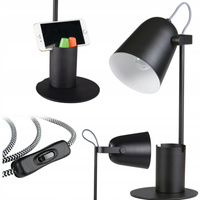 Schulnachttisch-Schreibtischlampe + Organizer Raibo E27 5W Schwarz KANLUX