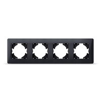 Horizontaler Rahmen für Wandsteckdosen mit vier Steckplätzen Schwarz BINERA VIDEX