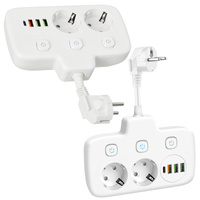 KOBI LINEA FL 2x230V Erdschlussverteiler, 3 Schalter 4xUSB Weiß