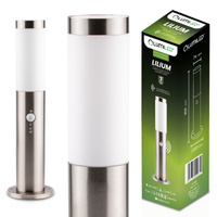 Gartenleuchte E27, Außenstehleuchte Pollerleuchte mit Bewegungsmelder 45cm INOX LILIUM LUMILED