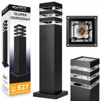 Gartenlampe für den Außenbereich E27 Schwarzer Pfosten quadratisch 50 cm