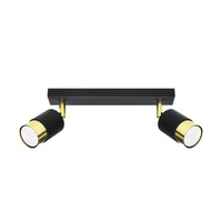 NERO Deckenleuchte 2xGU10 Reflektor Halogen Leuchte Beweglich 30cm Schwarz Gold SOLLUX
