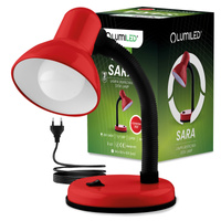 Schreibtischlampe E27, Tischlampe Verstellbar Rot SARA LUMILED