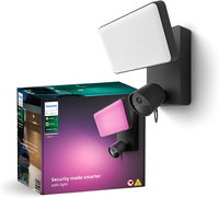 LED-Flutlicht 30.5W 2250lm IP44 Weiß und Farbe Ambiance RGB + TW Schwarz mit Außenkamera IP 1080p Full HD CMOS Smart SMART Zigbee Secure Flutlicht Kamera Philips HUE