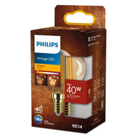 LED-Kugelbirne E14 P45 6W = 40W 470lm 1800K warmer Glühfaden Bernstein PHILIPS