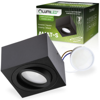 Halogen-Aufbauleuchte, Aufbauspot 50mm beweglich Quadrat Tube Schwarz AMAT-S+LED-Einsatz 5W 3000K LUMILED