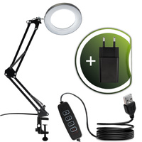 Schreibtischlampe LED 8W CCT Zeichnung Tischlampe 3x Vergrößerungsglas LUCA 2 Schwarz LUMILED