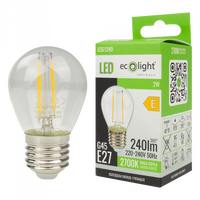 LED Birne Ball P45 E27 2W 240lm 2700K Warm FILAMENT Ecolight