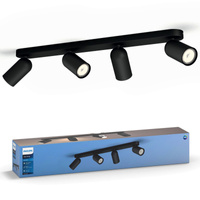 LED PONGEE Deckenleuchte 4x GU10 Reflektor bewegliche Leuchte Schwarz PHILIPS