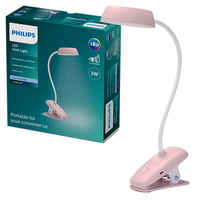 DONUTCLIP LED-Tischlampe 3W 4000K Dimmbar USB Rosa mit Klemme PHILIPS