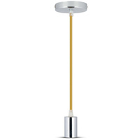 Pendelleuchte E27 Chrom Schirm mit beige Kabel VT-7338 V-TAC