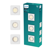 3x LED GU10 Einbauleuchte Aluminium Quadratisch Weiß Peridot Philips