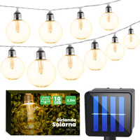 Solar Garten Girlande LED Ornament Lichterkette 10 Kugeln Warm 3000K 3.3m