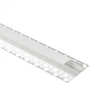 Aluminium-LED-Profil für Gipskartonplatten REGIPS breit unter Fliesen eloxiert 1m mit mattiertem Diffusor für LED-Streifen + Endkappen GNS Ecolight Serie