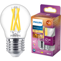 LED-Kugelbirne E27 P45 5,9W = 60W 806lm 2700 warmes Filament PHILIPS dimmbar