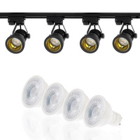 Beleuchtungsschiene 2m + 4 xGU10-Schienenstrahler in Schwarz-Gold + 6W LED GU10 3000 K