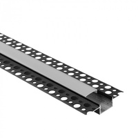 Aluminium LED-Profil für Gipskarton REGIPS breit flächenbündig schwarz 1m mit mattiertem Diffusor für LED-Streifen + Kappen Ecolight GPS Serie