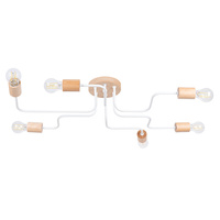 Kronleuchter Deckenleuchte 6x E27 Naturholz Weiß Timbo Peach Puff SL.1666 Sollux