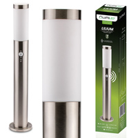 Gartenleuchte E27, Außenstehleuchte Pollerleuchte mit Bewegungsmelder 65cm INOX LILIUM LUMILED