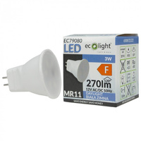 LED-Reflektor-Lampe MR11 3W 270lm 6500K Kalt 12V Ecolight