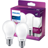 Set mit 2x LED-Glühbirne E27 A60 10,5W = 100W 1521lm 4000K Neutralfaden milchig PHILIPS