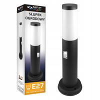 Außengartenlampe E27 BLACK POST 45 cm mit Bewegungs- und Dämmerungssensor