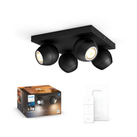 LED Spot Buckram Deckenleuchte Schwarz 4x 5W CCT PHILIPS HUE Bluetooth + Dimmschalter