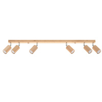 Deckenleuchte BERG 6xGU10 Reflektor Halogenleuchte Beweglich 120cm Naturholz SOLLUX