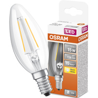 LED Leuchtmittel E14 B35 CL 1,5W = 15W 136lm 2700K Warm 300° OSRAM STAR Filament