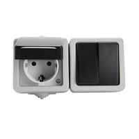 Kronleuchter Schalter Steckdose Schutz 10A Erdung IP54 Rechteckig Grau TEKNO Kanlux