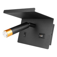 Wandlampe Reflektor Wandlampe Spot für Lesung Regal G9 USB-A USB-C Schwarz Gold Masterled