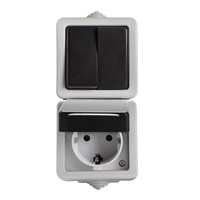 Kronleuchter Schalter Steckdose Schutz 10A Erdung IP54 Rechteckig Grau TEKNO Kanlux