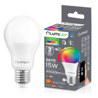 LED-Lampe E27 A65 15W = 100W 1500m RGB CCT Dimmbar Intelligent TUYA WiFi SMART SAYO LUMILED