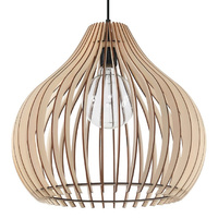 Abgehängte Deckenleuchte APRILLA E27 Skandinavischer Holzüberhang SOLLUX