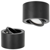 Aufputz-HALOGEN-SPOT 50 mm schwarz rund bewegliche Leuchte OH36S Kobi