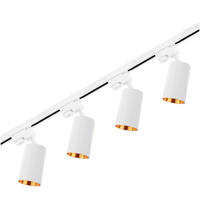2m Stromschiene + 4x Schienenstrahler GU10 Weiß-Gold SAGI LUMILED