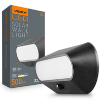 Flutlicht Solarlampe mit Sensor 500lm 5000K Neutral 120° 3.2V IP54 IK07 Anbaumontage Schwarz VIDEX