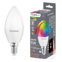 Lampen E14, Glühbirne B35 5W = 40W 450lm CCT RGB Dimmbar Kerze Intelligent TUYA WiFi SMART SAYO LUMILED