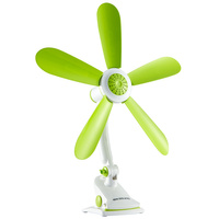 Tischventilator Luftzirkulator Standventilator 50 cm 7 W Weiß-Grün + Clip