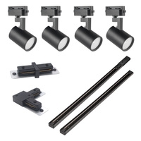 Stromschienen-Kit 1-Phasen-Schiene + 4x Reflektor GU10 Schwarz LYNX Sanico Goldlux