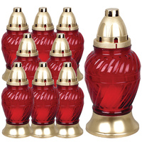 9xGlaskerze mit 28-Stunden-Einsatz ganzjährig für das große Grab