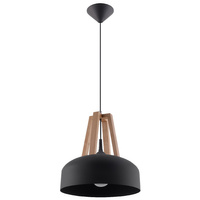 CASCO E27 Hängeleuchte skandinavisch Schwarz und Holz SOLLUX