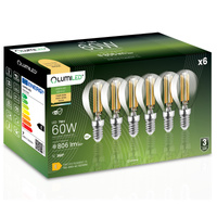 6x LED Lampen E14, Glühbirne P45 Kugeln 7W = 60W 806lm 360° 3000K warm Glühfaden LUMILED