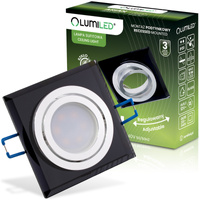 Glas-Einbaustrahler GU10, MR16 Einbauspot HALOGEN Quadrat beweglich Schwarz ARIAN LUMILED