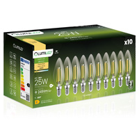 10x LED-Lampe E14 Kerze B35 2W = 25W 249lm 3000K Warm 360° FILAMENT LUMILED